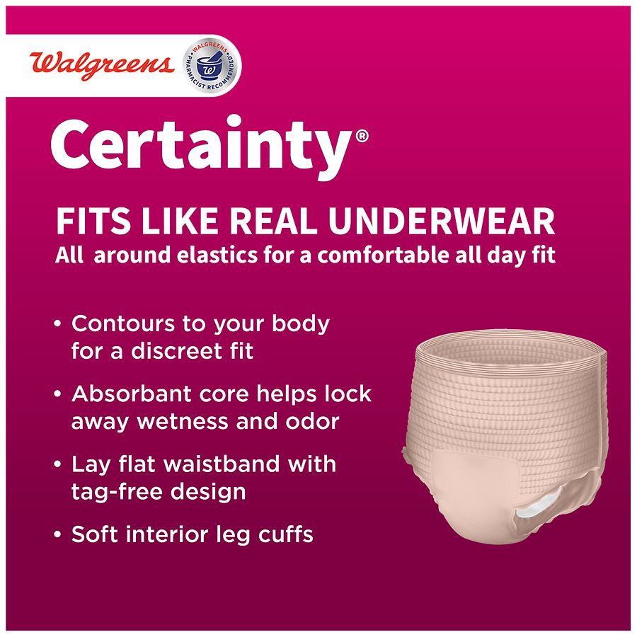 slide 5 of 5, Walgreens Certainty Maximum Absorbancy Size S/M Women's Underwear, 20 ct