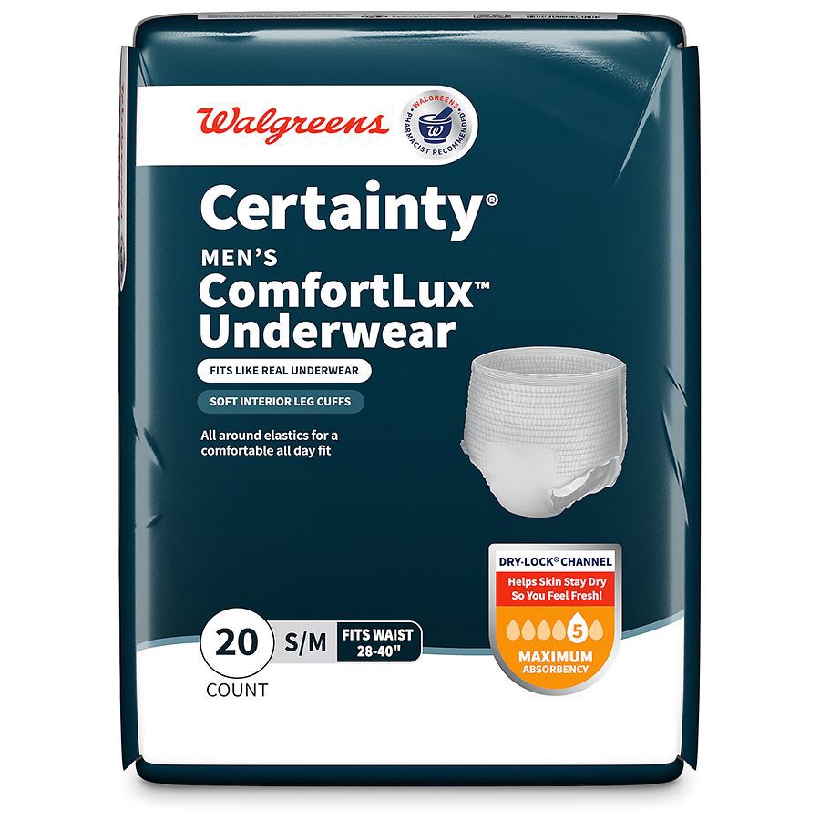 slide 3 of 5, Walgreens Certainty Men's S/M Maximum Absorbency Underwear, 20 ct