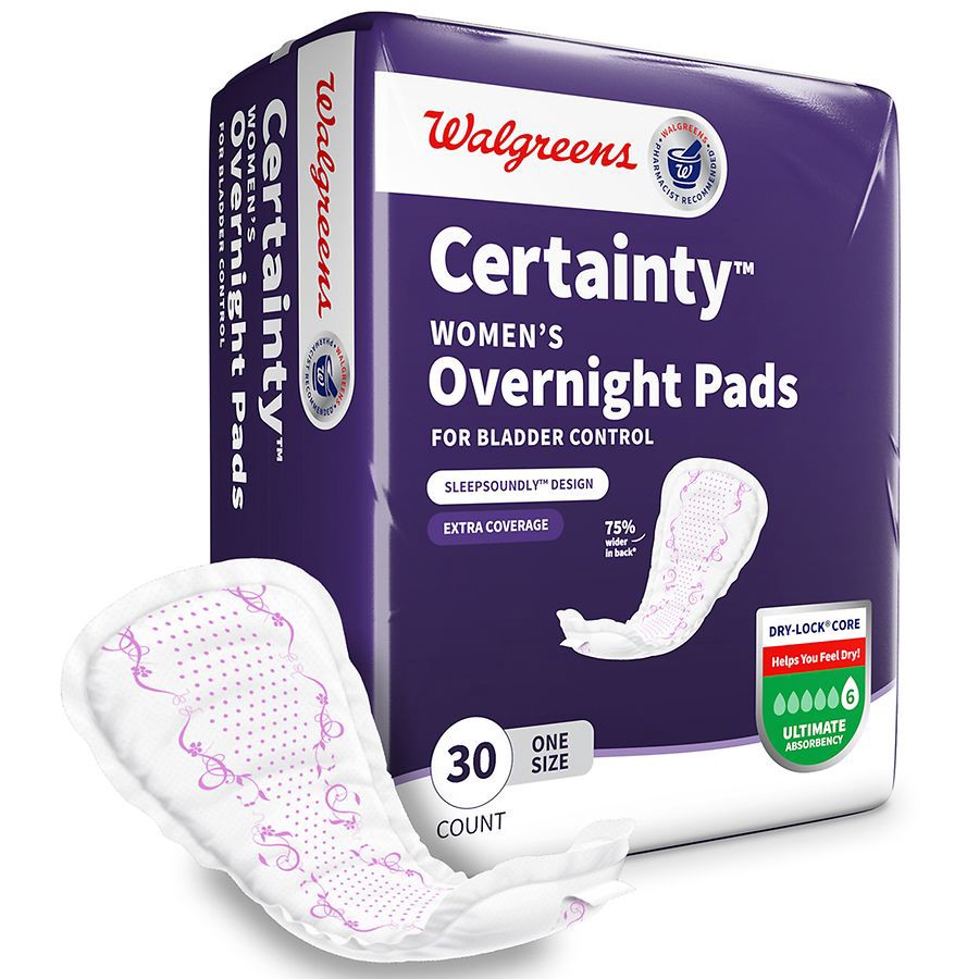 slide 5 of 5, Walgreens Certainty Women's Ultimate Absorbency Overnight Bladder Control Pads, 30 ct