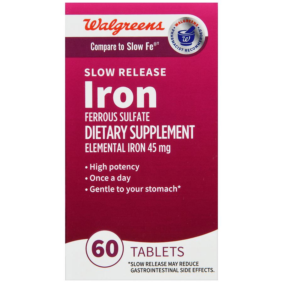slide 3 of 5, Walgreens Slow Release Iron Tablets 45Mg, 60 ct