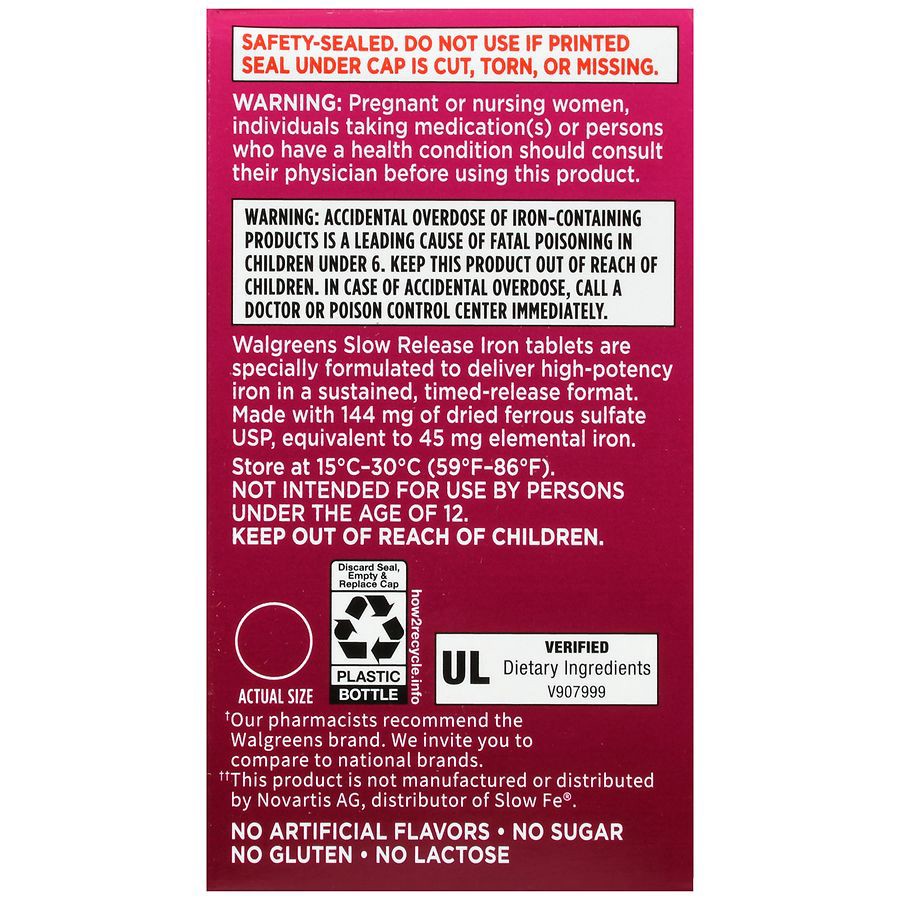 slide 4 of 5, Walgreens Slow Release Iron Tablets 45Mg, 60 ct