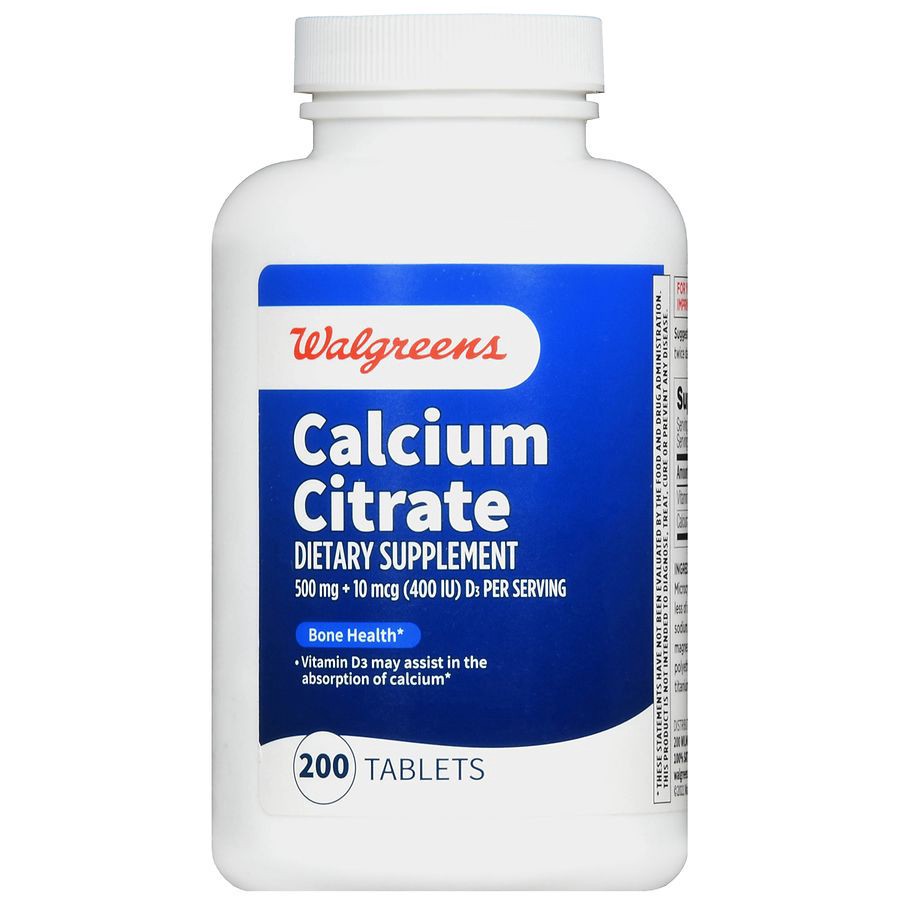 slide 4 of 5, Walgreens Calcium Citrate + Vitamin D3 Tablets 500Mg + 10Mcg, 200 ct