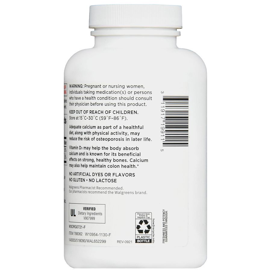 slide 2 of 5, Walgreens Calcium Citrate + Vitamin D3 Tablets 500Mg + 10Mcg, 200 ct