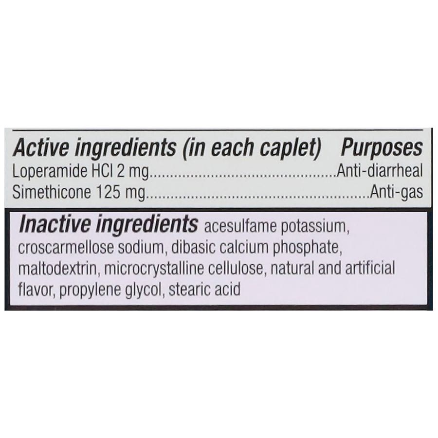 slide 5 of 5, Walgreens Anti Diarrheal + Anti-Gas Caplet, 12 ct