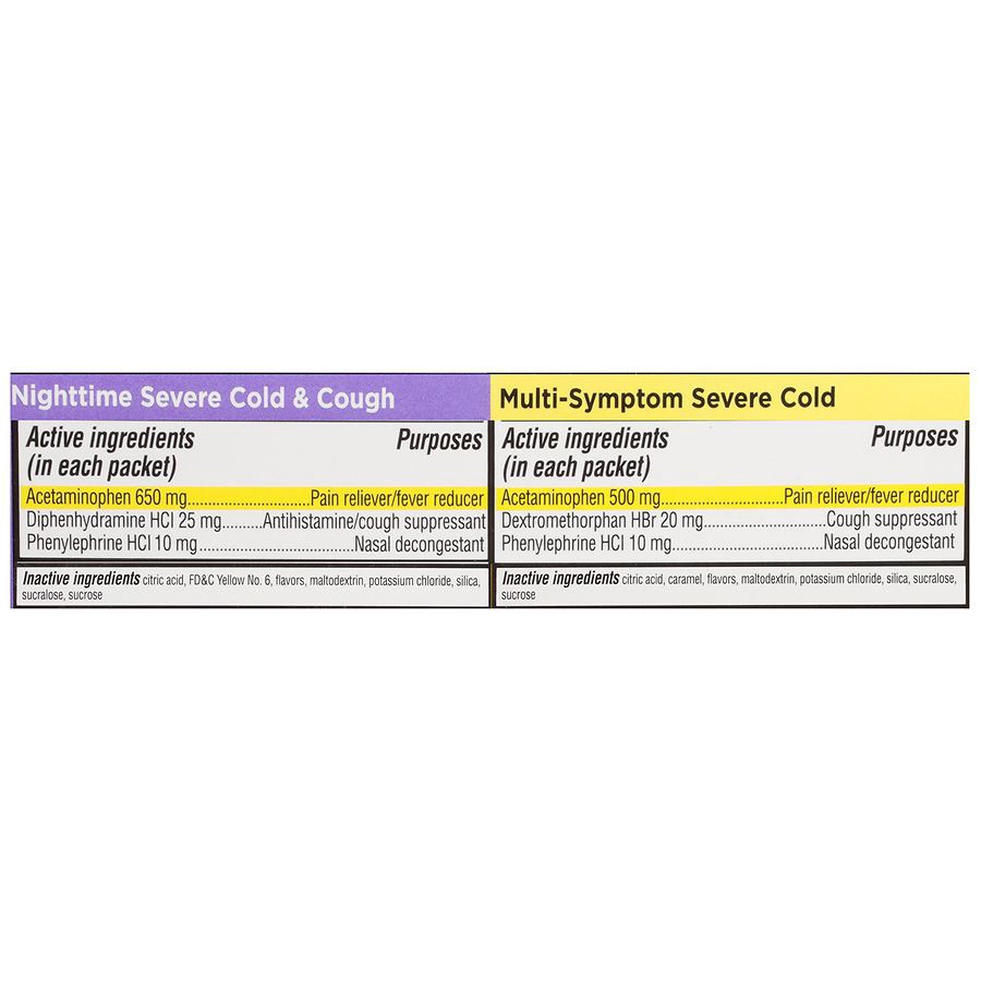 slide 3 of 5, Walgreens Multi-Symptom Severe Cold & Nighttime Severe Cold & Cough Packets Honey Lemon Infused with Chamomile & White Tea, 6 ct x 2 ct