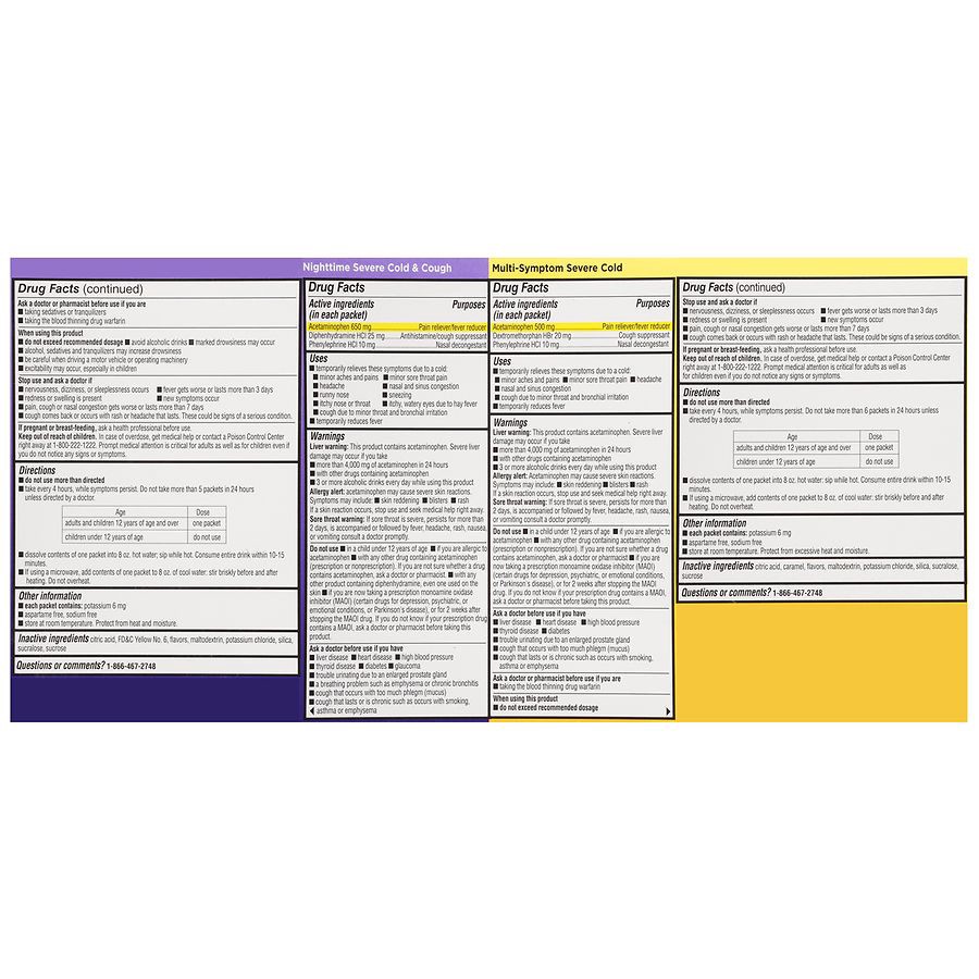 slide 4 of 5, Walgreens Multi-Symptom Severe Cold & Nighttime Severe Cold & Cough Packets Honey Lemon Infused with Chamomile & White Tea, 6 ct x 2 ct