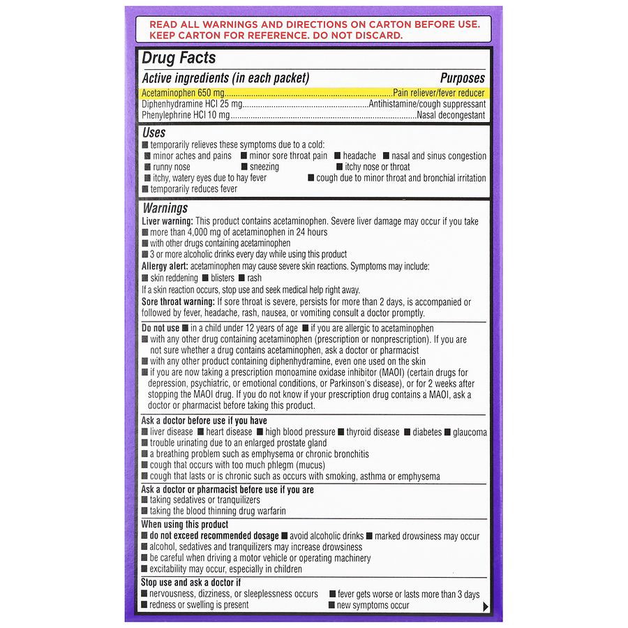 slide 3 of 5, Walgreens Nighttime Severe Cold & Cough Packets Honey Lemon Infused with Chamomile & White Tea, 6 ct