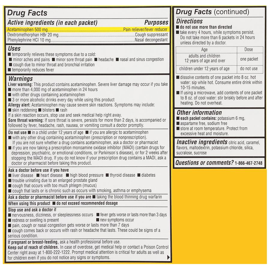 slide 3 of 5, Walgreens Multi-Symptom Severe Cold Packets Honey Lemon Infused with Chamomile & White Tea, 6 ct