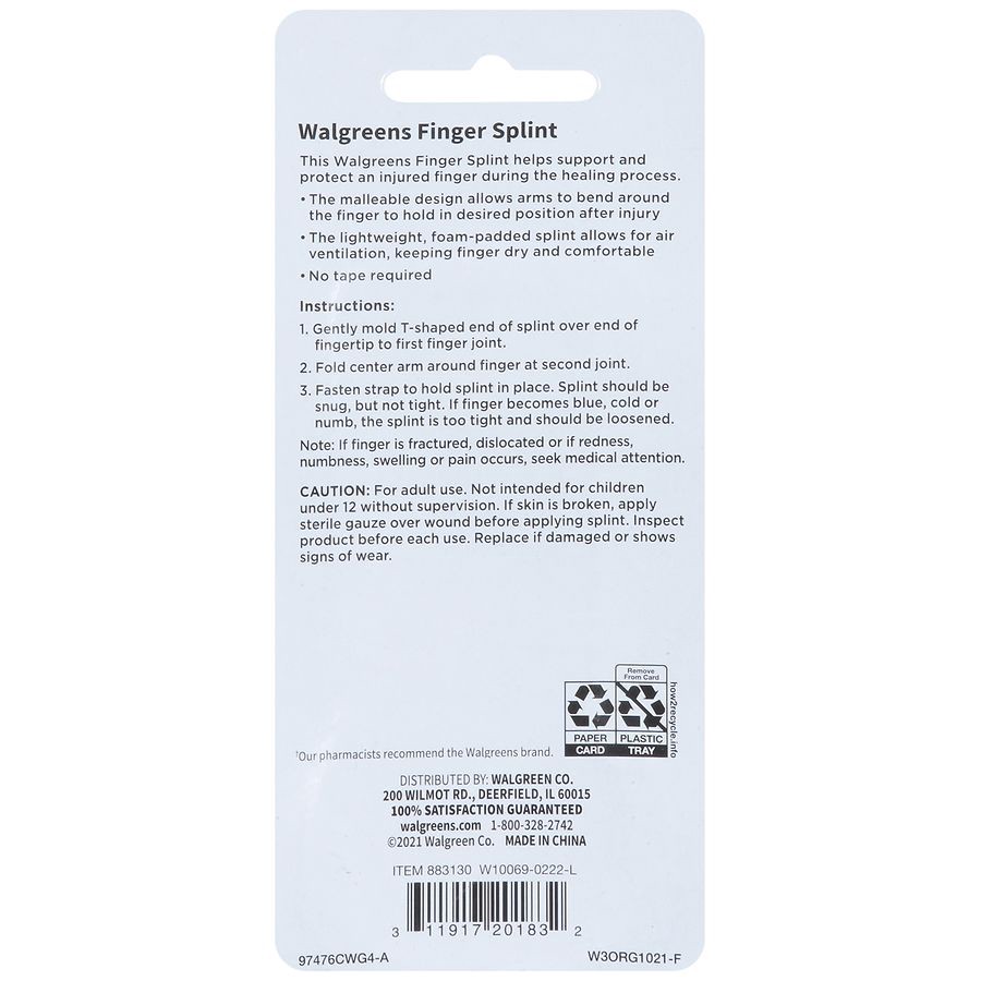 slide 5 of 5, Walgreens Large Finger Splint, 1 ct