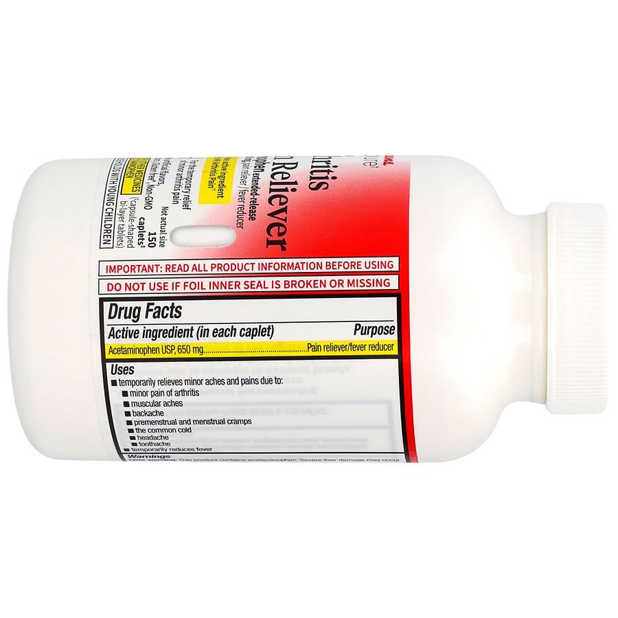 slide 4 of 5, Walgreens Arthritis Pain Reliever Acetaminophen 650mg Caplet, 150 ct