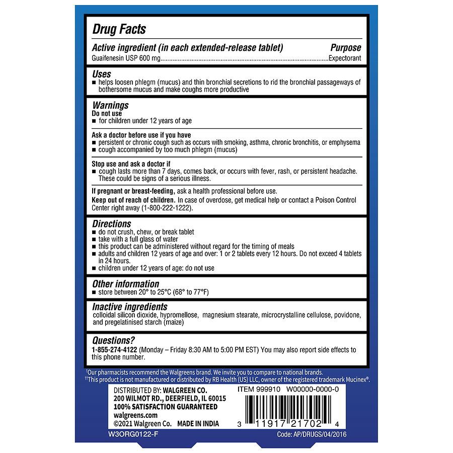 slide 3 of 3, Walgreens 12 Hour Mucus Relief ER Tablets, 100 ct
