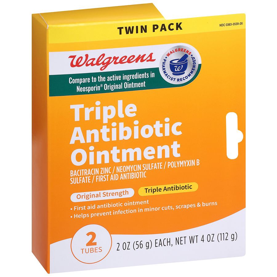 slide 5 of 5, Walgreens Triple Antibiotic Ointment Original Strength, 2 ct; 2 oz