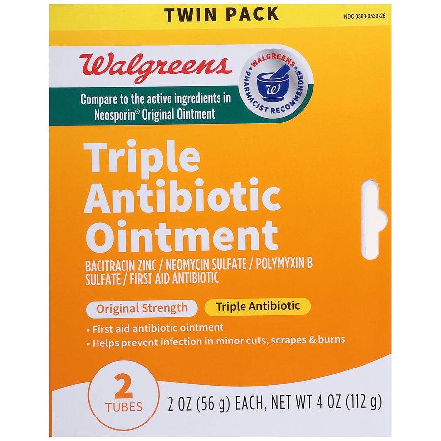 slide 4 of 5, Walgreens Triple Antibiotic Ointment Original Strength, 2 ct; 2 oz