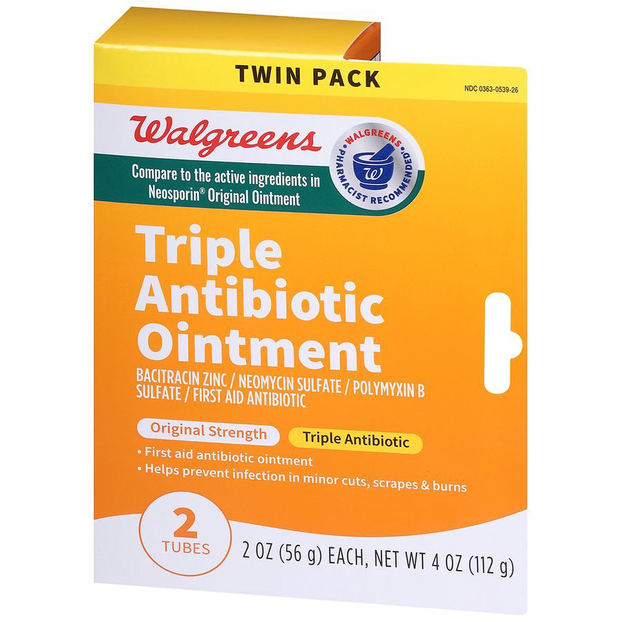 slide 3 of 5, Walgreens Triple Antibiotic Ointment Original Strength, 2 ct; 2 oz