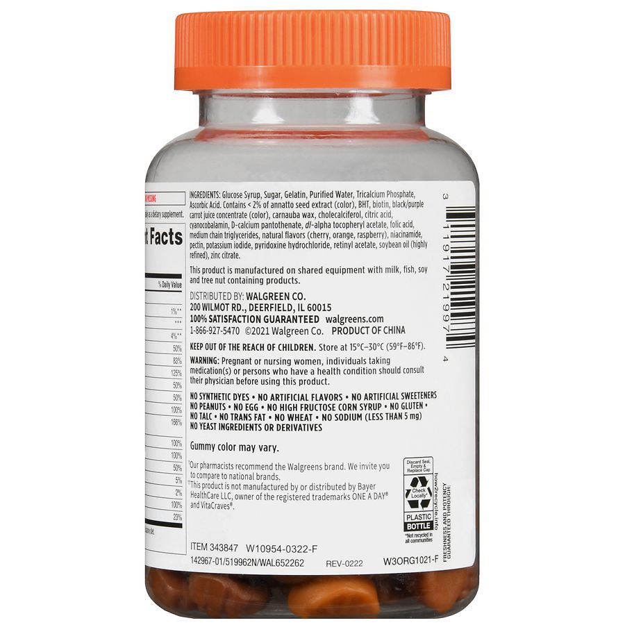 slide 3 of 5, Walgreens Women's Multivitamin Gummies Assorted Natural Fruit, 70 ct