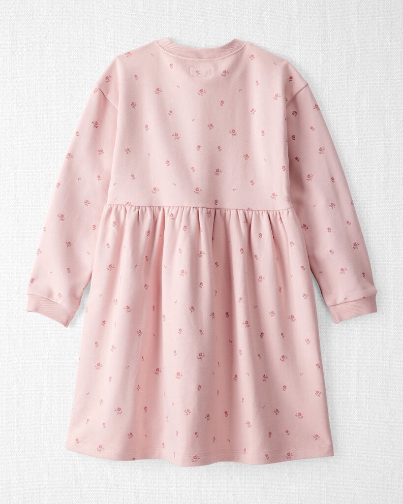 slide 3 of 4, Littleplanet Girls French Terry Dress Made with Organic Cotton in Blush Petals Print Blush Petals 6, 1 ct
