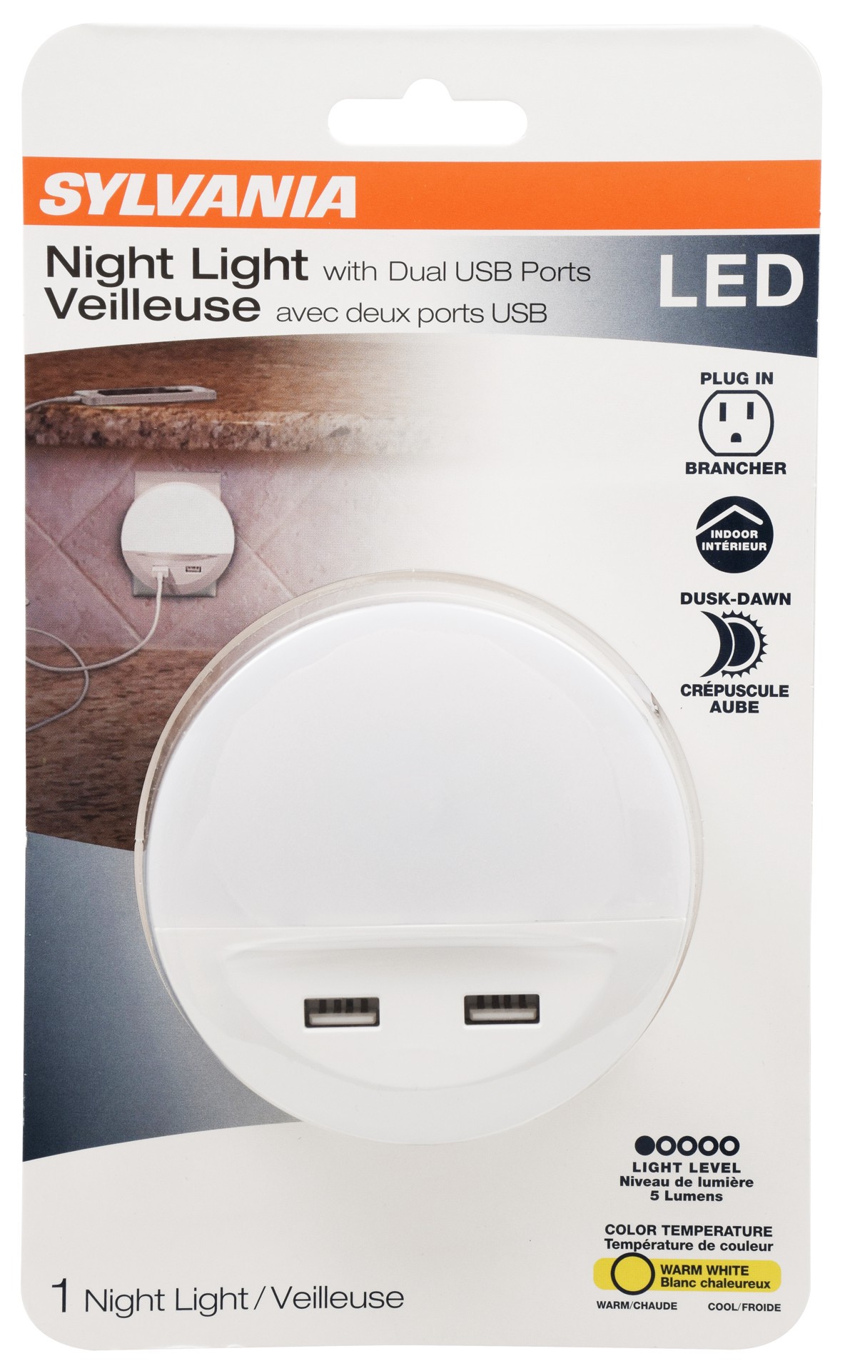 slide 1 of 1, Sylvania Night Light With Usbs, 1 ct
