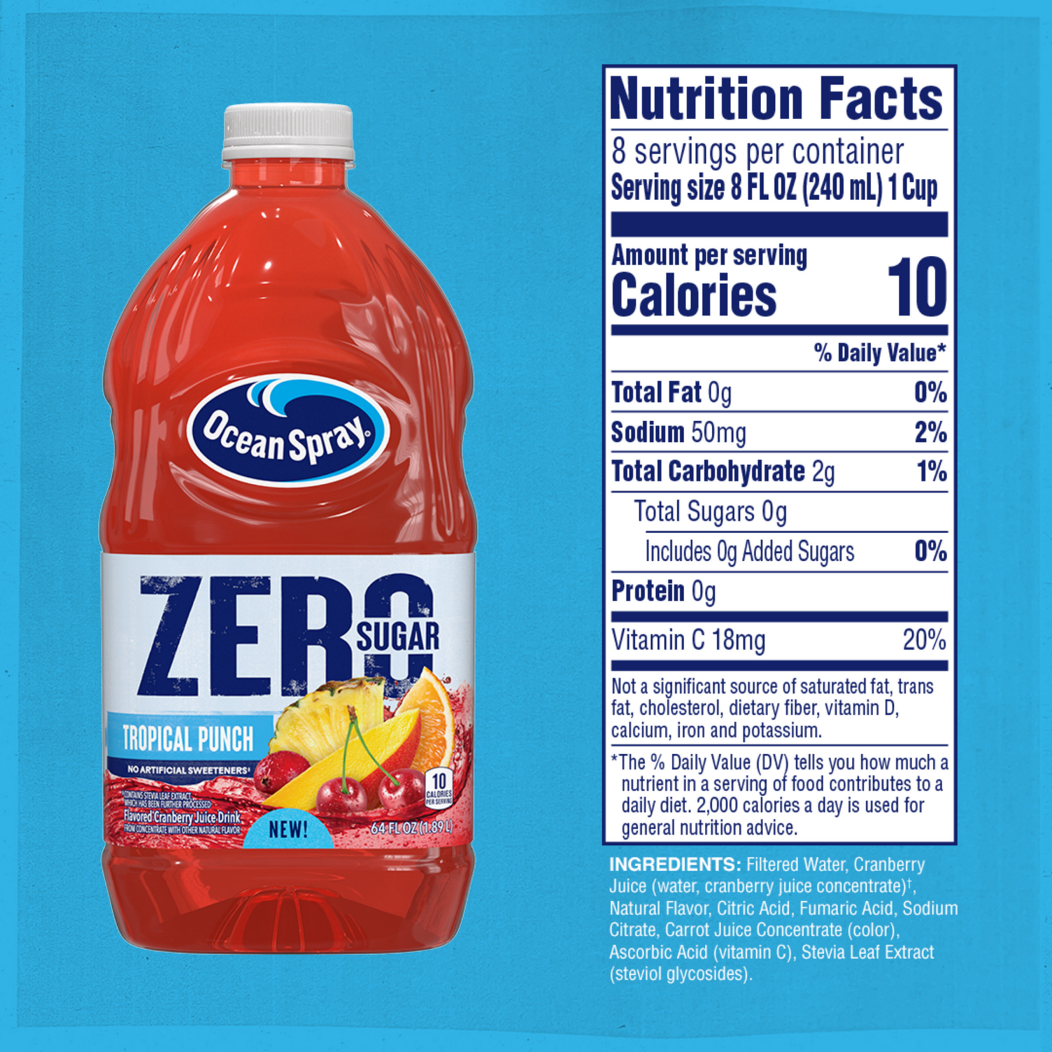 slide 3 of 4, Os Zero Sgr Trop Punch - 64 fl oz, 64 fl oz
