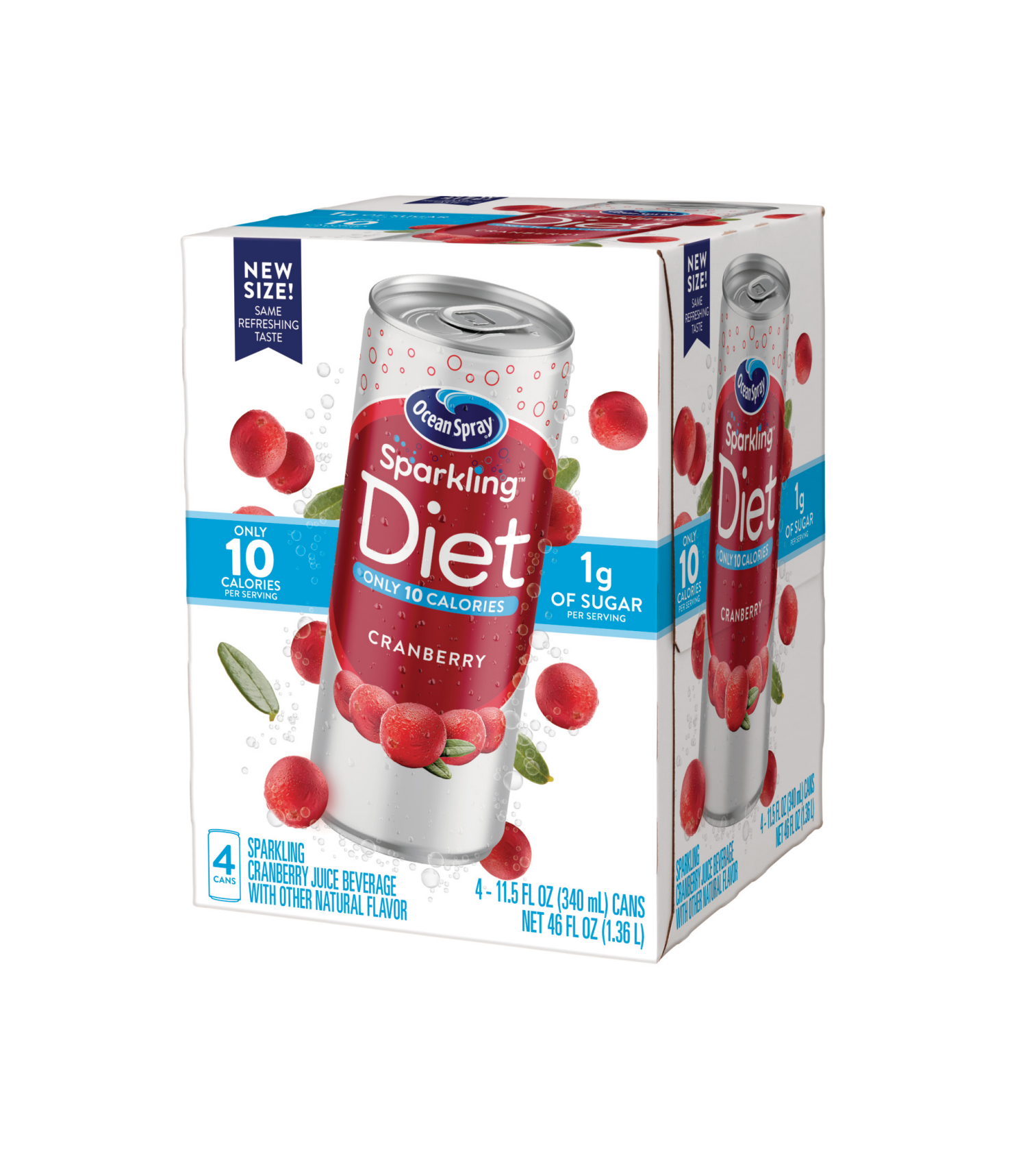 slide 5 of 6, Ocean Spray 4/11.5oz Diet Sparkling Cranberry, 4 ct; 11.5 fl oz