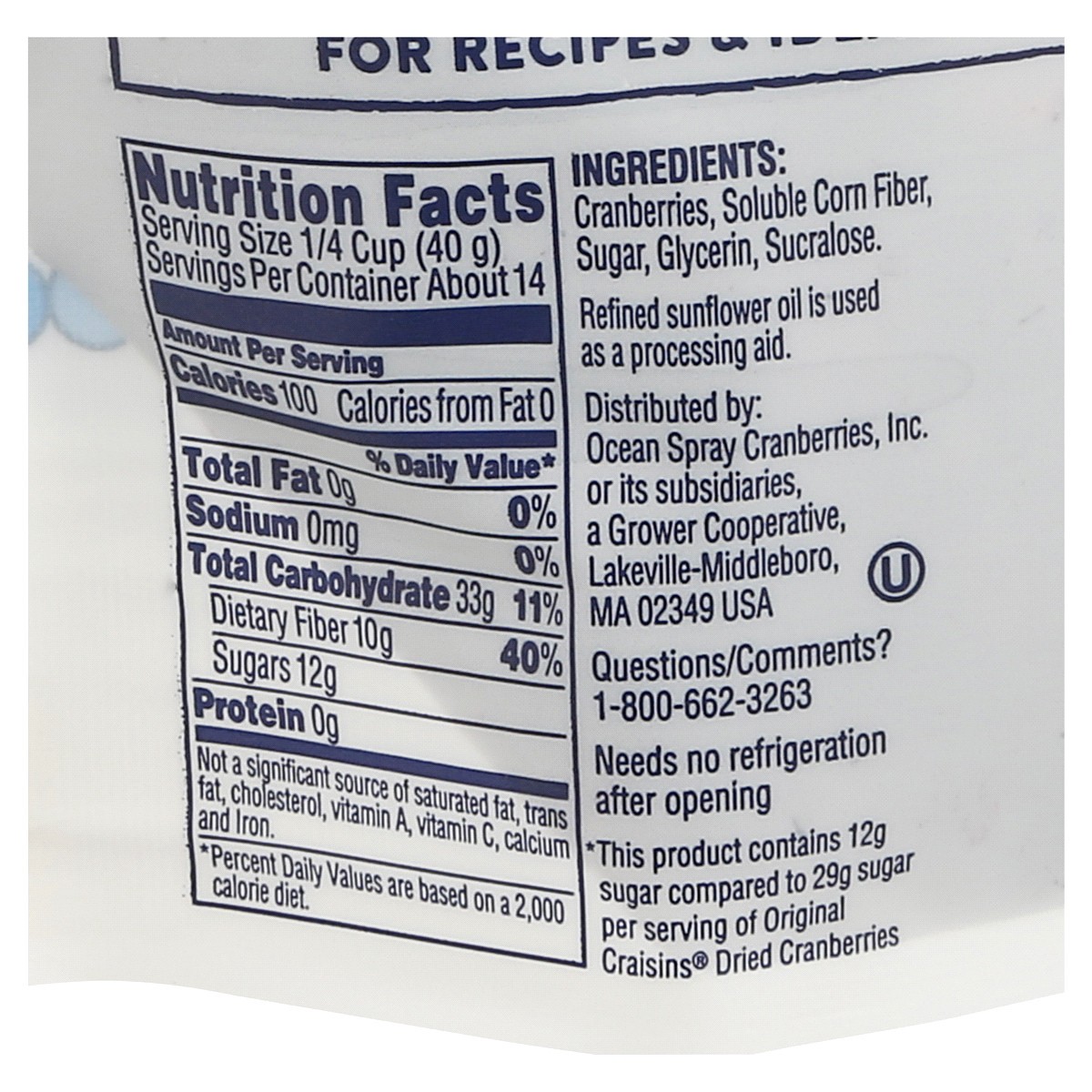 slide 2 of 2, Ocean Spray 20oz Craisins Dried Cranberries- Reduced Sugar, 20 oz