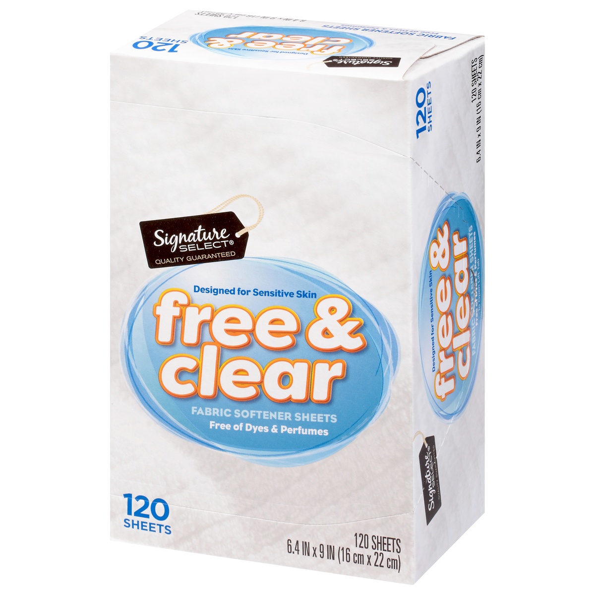 slide 3 of 9, Signature Select Free & Clear Fabric Softener Sheets 120 ea, 