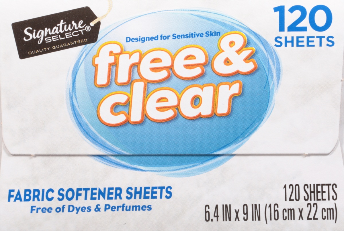 slide 5 of 9, Signature Select Free & Clear Fabric Softener Sheets 120 ea, 