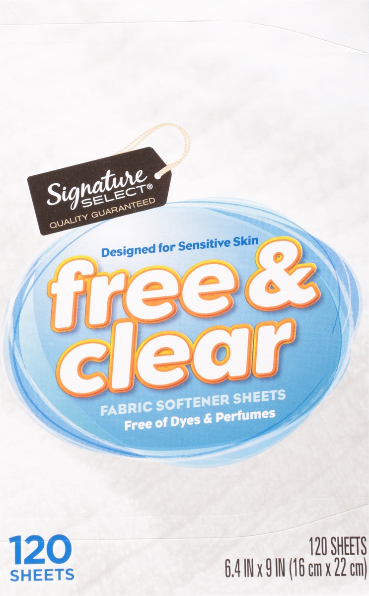 slide 6 of 9, Signature Select Free & Clear Fabric Softener Sheets 120 ea, 