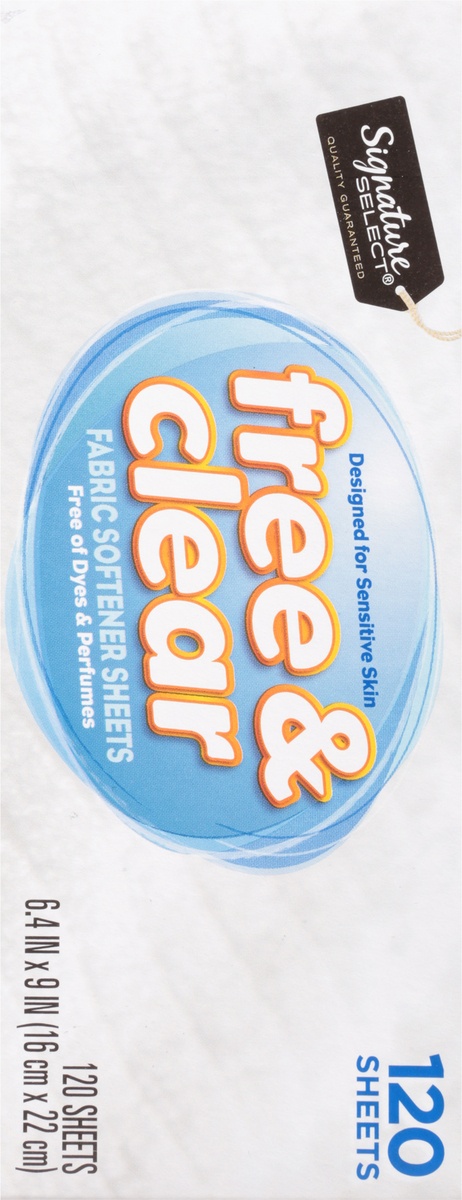 slide 7 of 9, Signature Select Free & Clear Fabric Softener Sheets 120 ea, 