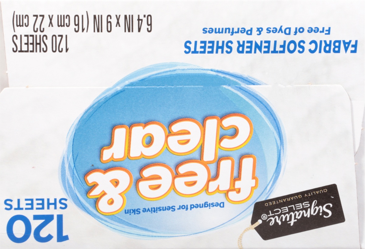 slide 9 of 9, Signature Select Free & Clear Fabric Softener Sheets 120 ea, 