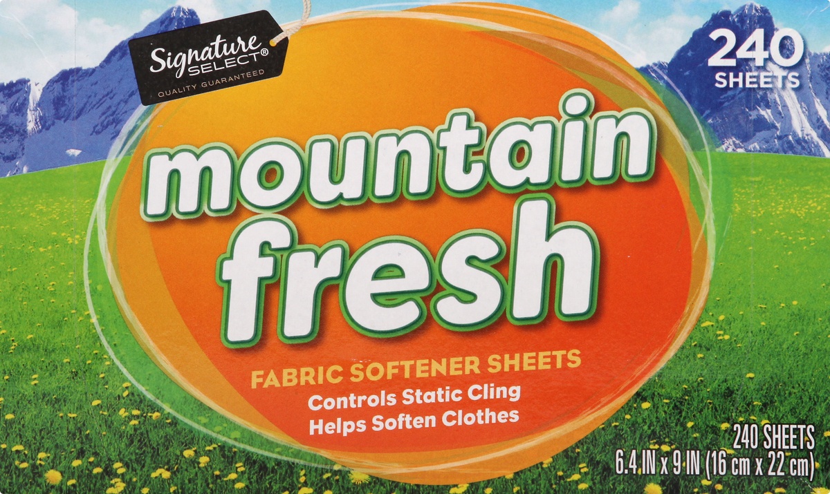 slide 9 of 9, Signature Home Fabric Softener Sheets Mountain Fresh, 