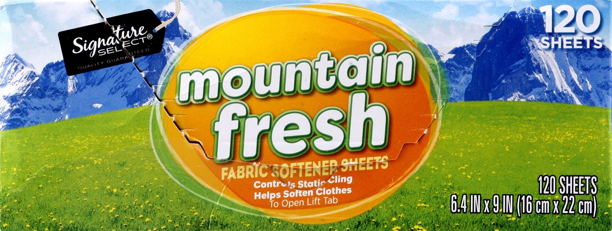 slide 5 of 9, Signature Home Fabric Softener Sheets Mountain Fresh, 