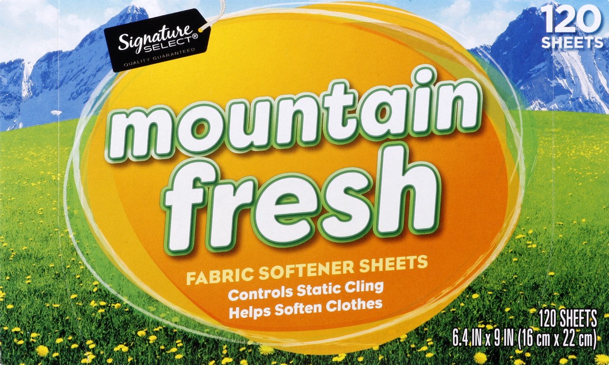 slide 6 of 9, Signature Home Fabric Softener Sheets Mountain Fresh, 