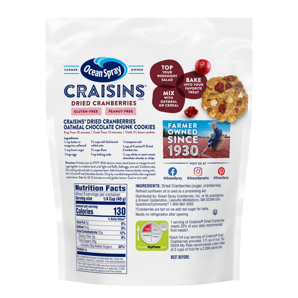 slide 2 of 2, Ocean Spray 12oz Craisins Dried Cranberries- Original, 12 oz
