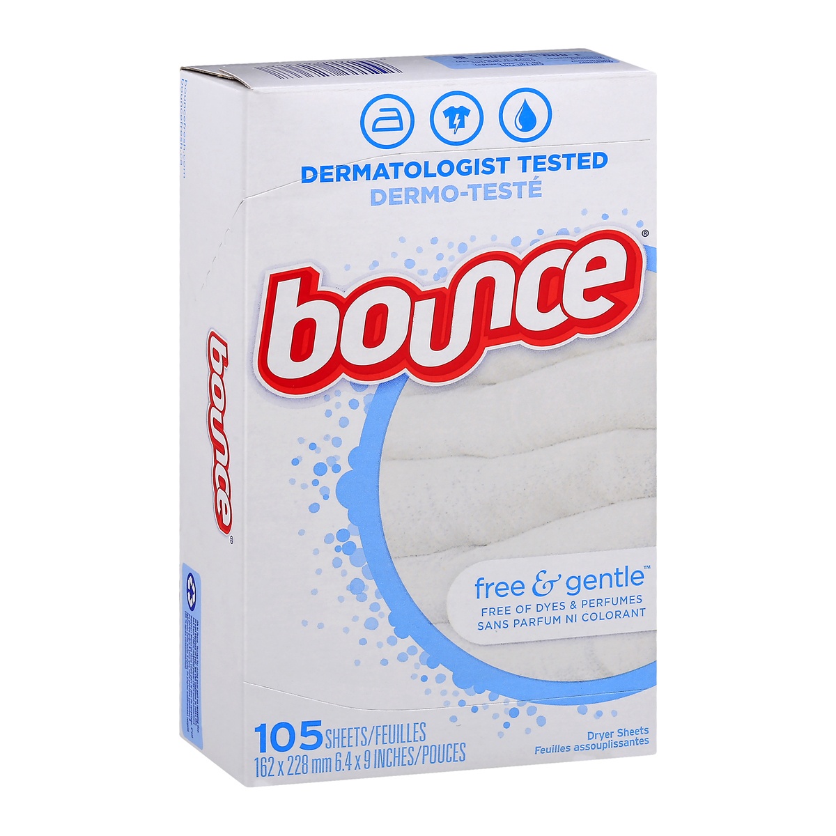 slide 2 of 9, Bounce Free & Sensitive Fabric Softener Sheets, 105 ct