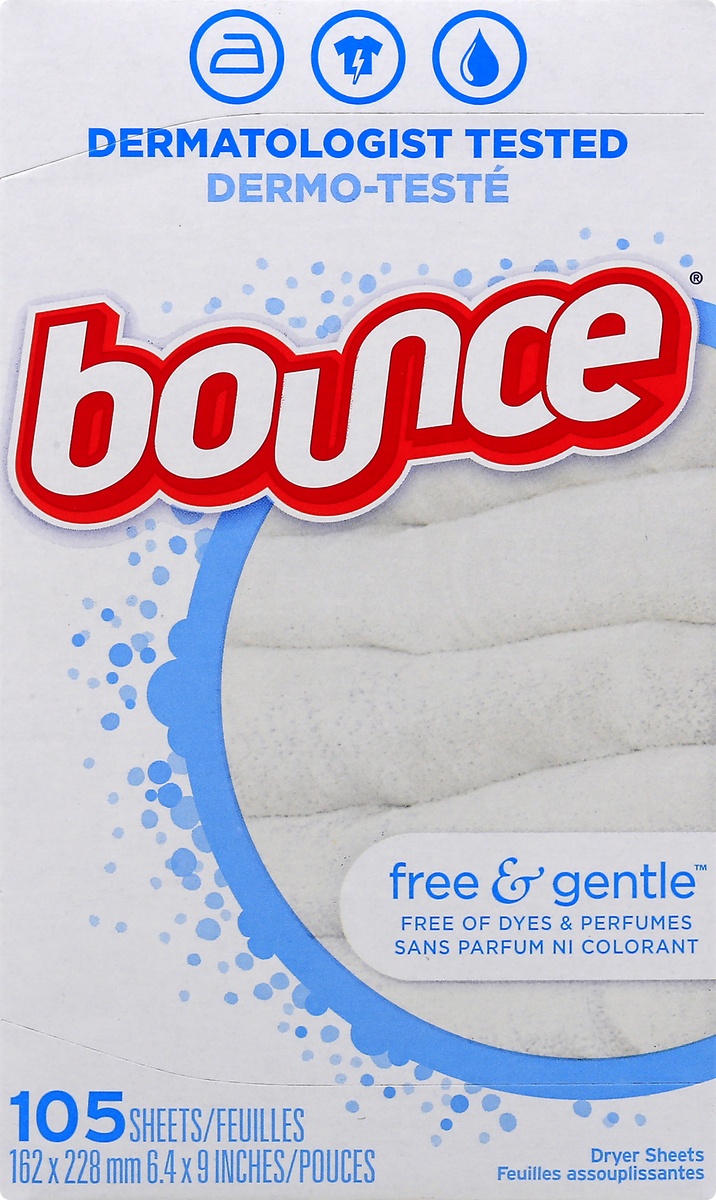 slide 6 of 9, Bounce Free & Sensitive Fabric Softener Sheets, 105 ct