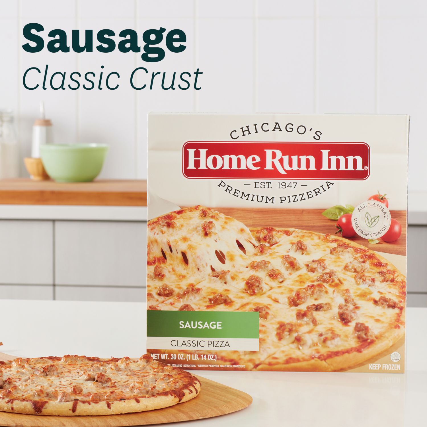 slide 6 of 6, Home Run Inn Family Size Classic Frozen Sausage Pizza, 30 oz, 30 oz