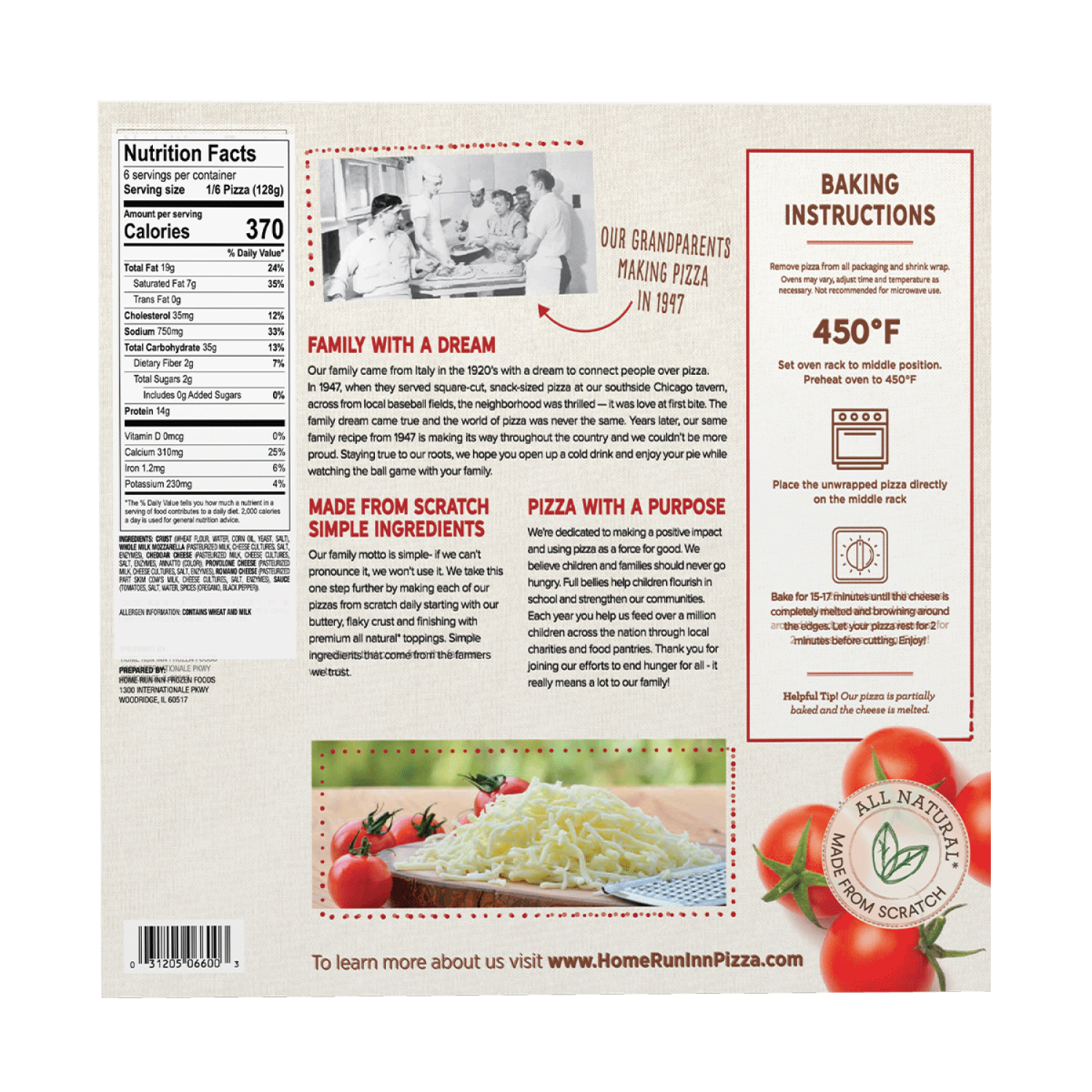 slide 2 of 3, Home Run Inn Family Size Classic Four Cheese Frozen Cheese Pizza, 26 oz, 27 oz