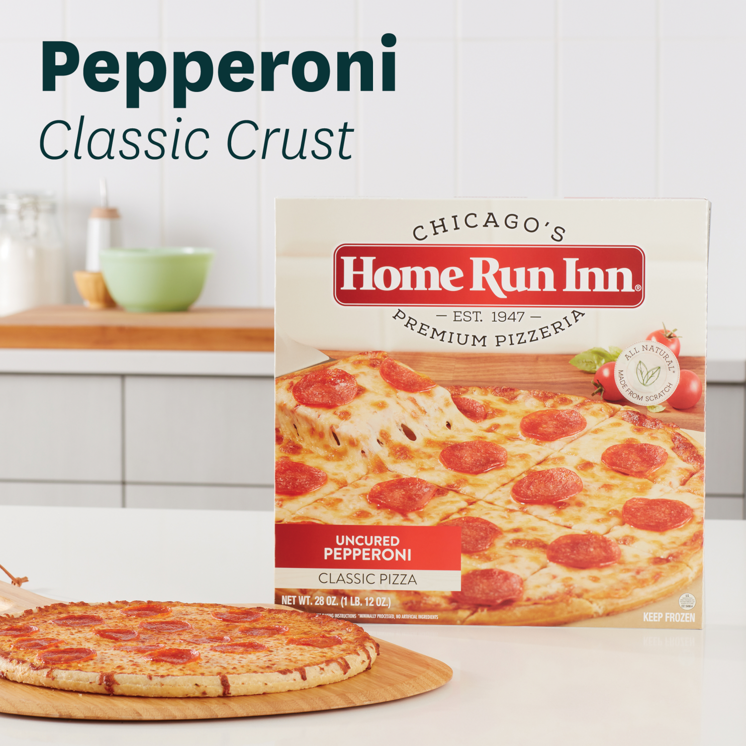 slide 6 of 6, Home Run Inn Frozen Uncured Pepperoni Classic Pizza, 27 oz