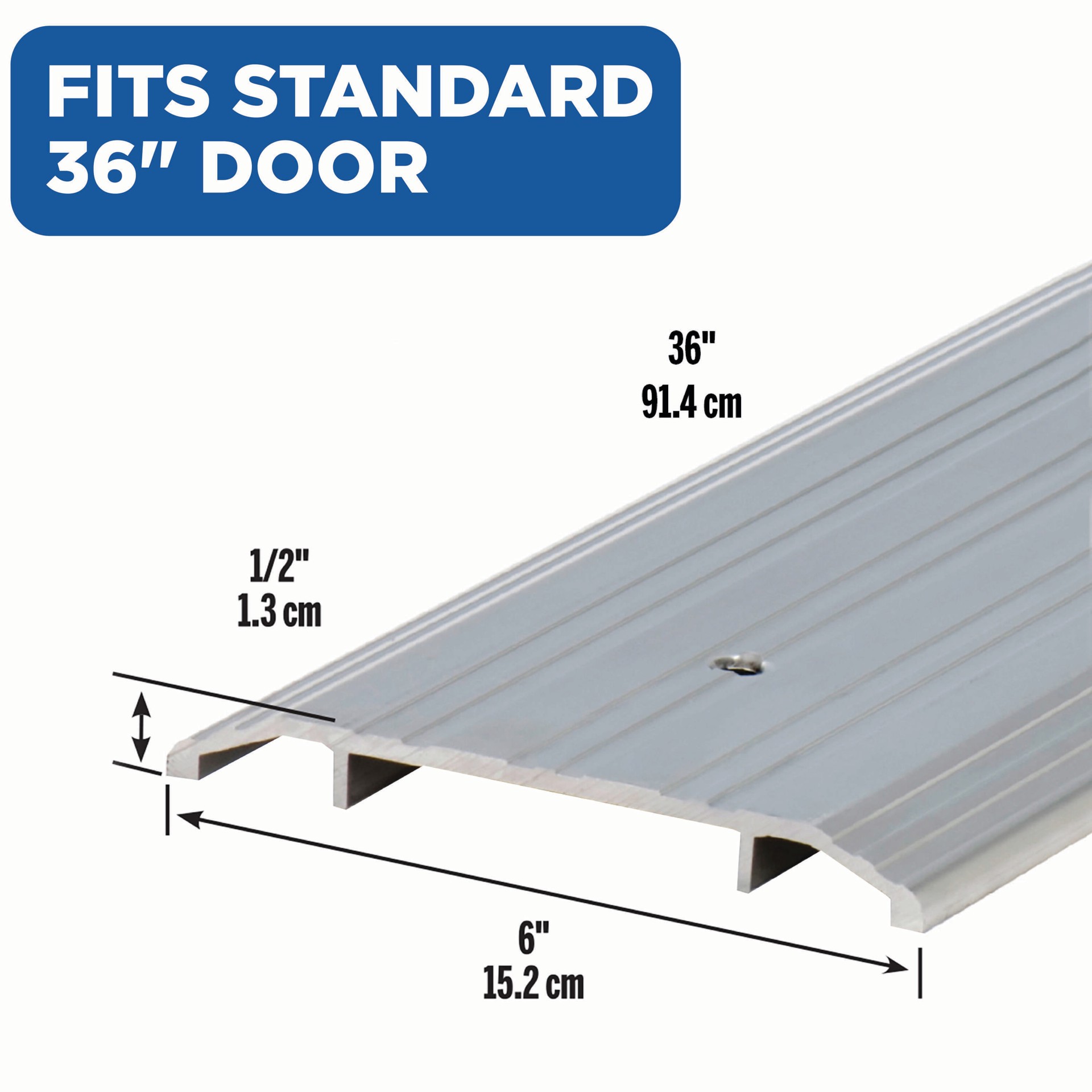 slide 2 of 6, M-D 36-in x 6-in Aluminum Door threshold (Install with Screws), 1 ct