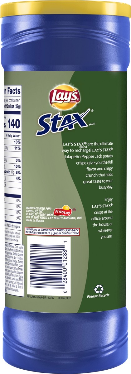 slide 3 of 8, Lay's Stax Jalapeno Pepper Jack Potato Crisps 5.5 oz, 5.5 oz