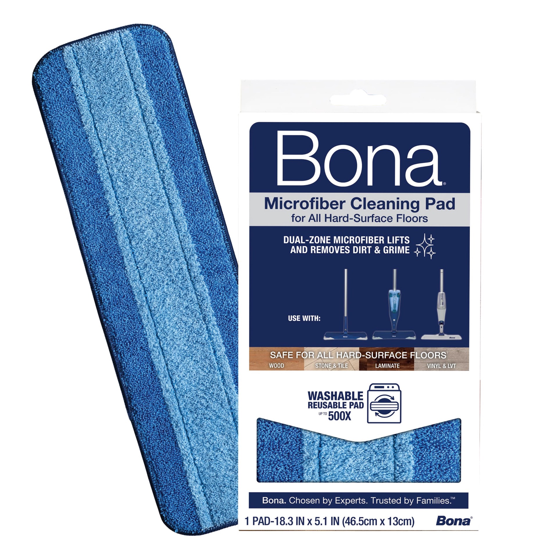 slide 1 of 6, Bona Reusable Microfiber Mop Pad, 1 ct