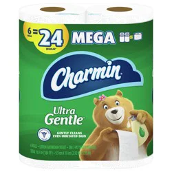 Charmin Ultra Gentle Toilet Paper, 6 Mega Rolls, 286 Sheets Per Roll
