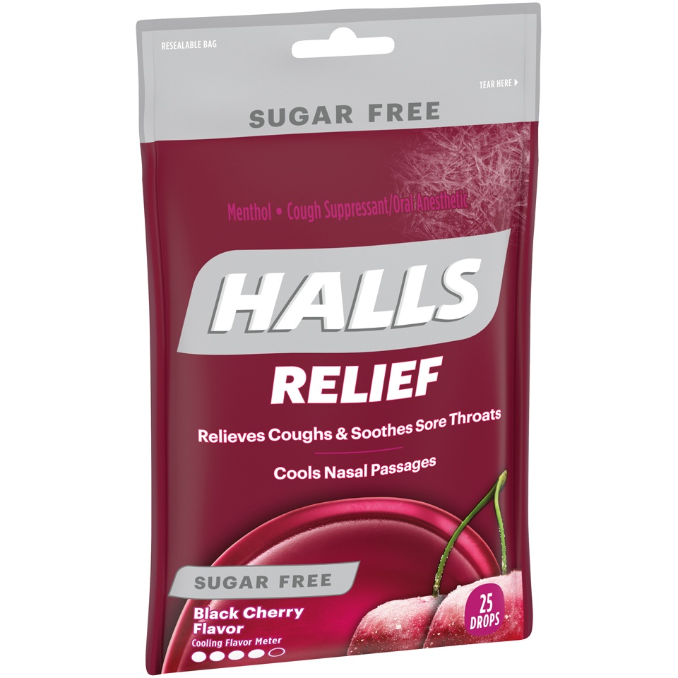 slide 3 of 7, Halls Relief Sugar Free Citrus Menthol Cough Drops, 25 ct