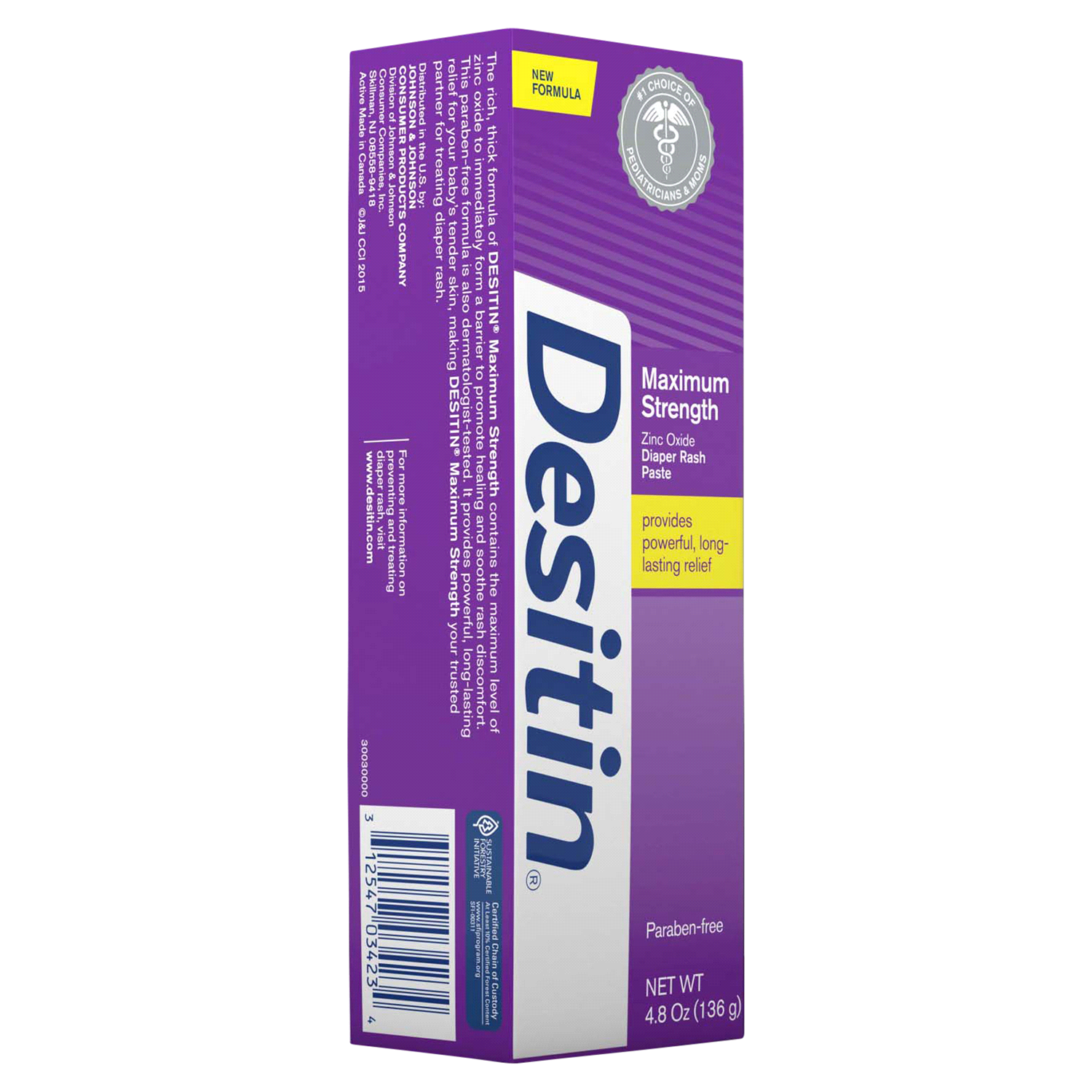 slide 4 of 4, Desitin Maximum Strength Baby Diaper Rash Cream with 40% Zinc Oxide for Treatment, Relief & Prevention, Hypoallergenic, Phthalate- & Paraben-Free Paste, 4.8 oz, 4.8 oz