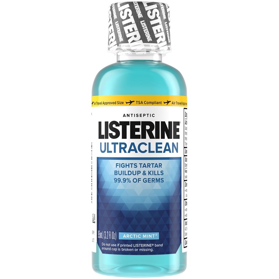 slide 1 of 8, Listerine Ultraclean Arctic Mint Antiseptic Mouthwash - Trial Size - 3.21 fl oz, 3.21 fl oz