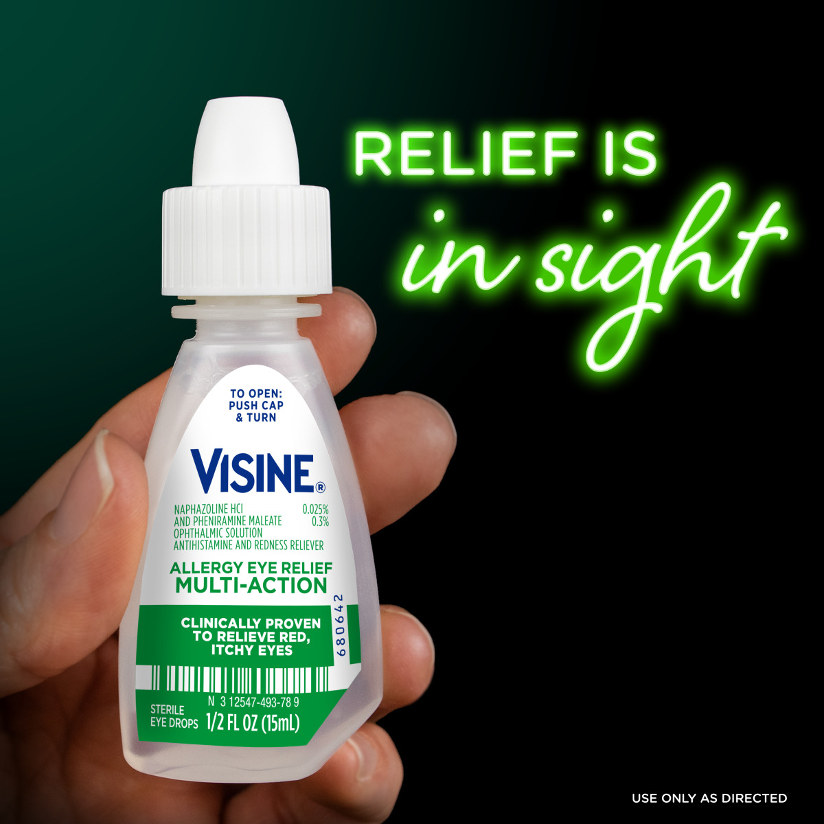 slide 4 of 8, Visine Allergy Relief Multi-Action Anti Itch Eye Drops, 2 x 0.5 fl. oz, 1 fl oz