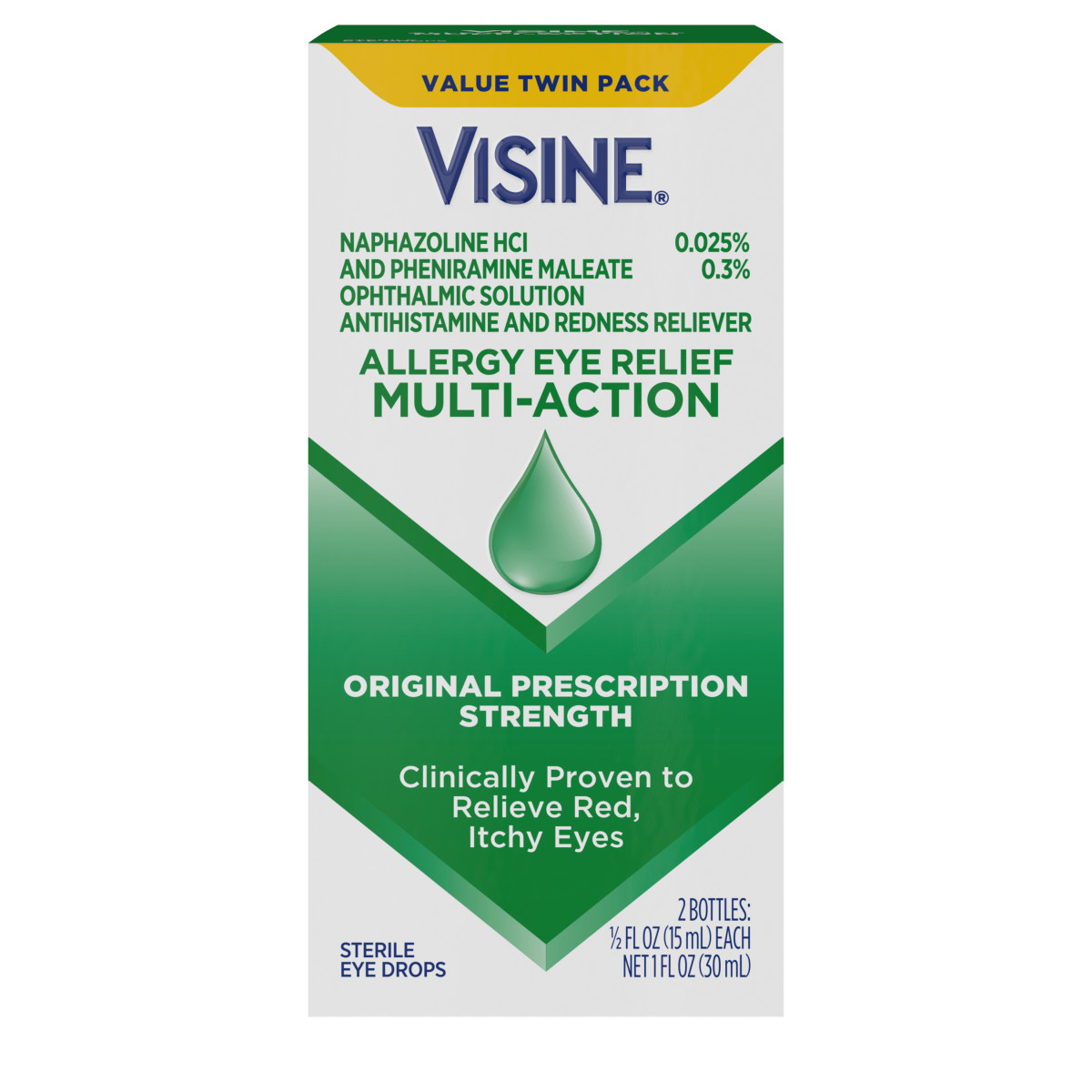 slide 1 of 8, Visine Allergy Relief Multi-Action Anti Itch Eye Drops, 2 x 0.5 fl. oz, 1 fl oz