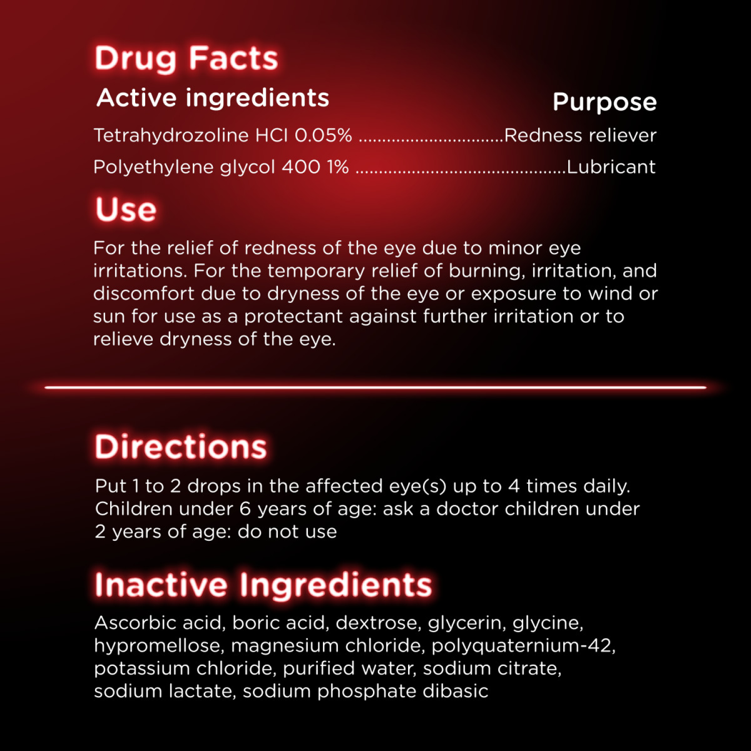 slide 3 of 5, Visine Red Eye Hydrating Comfort Redness Relief and Lubricant Eye Drops to Help Moisturize and Relieve Red Eyes Due to Minor Eye Irritations Fast, Tetrahydrozoline HCl, 0.5 fl oz