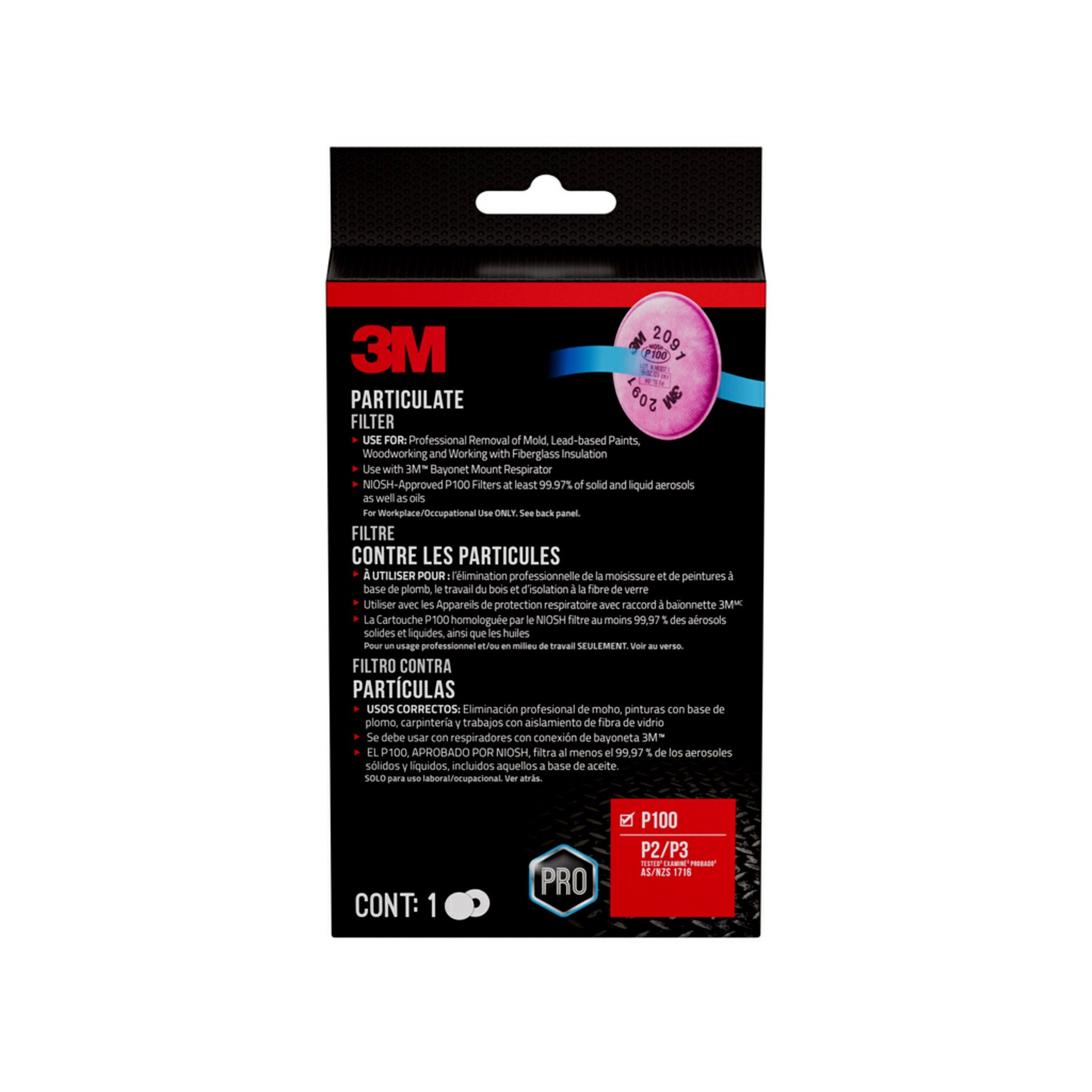 slide 2 of 6, 3M 2 -Pack Pink Disposable P100 Sanding Cartridge/Filter, 1 ct