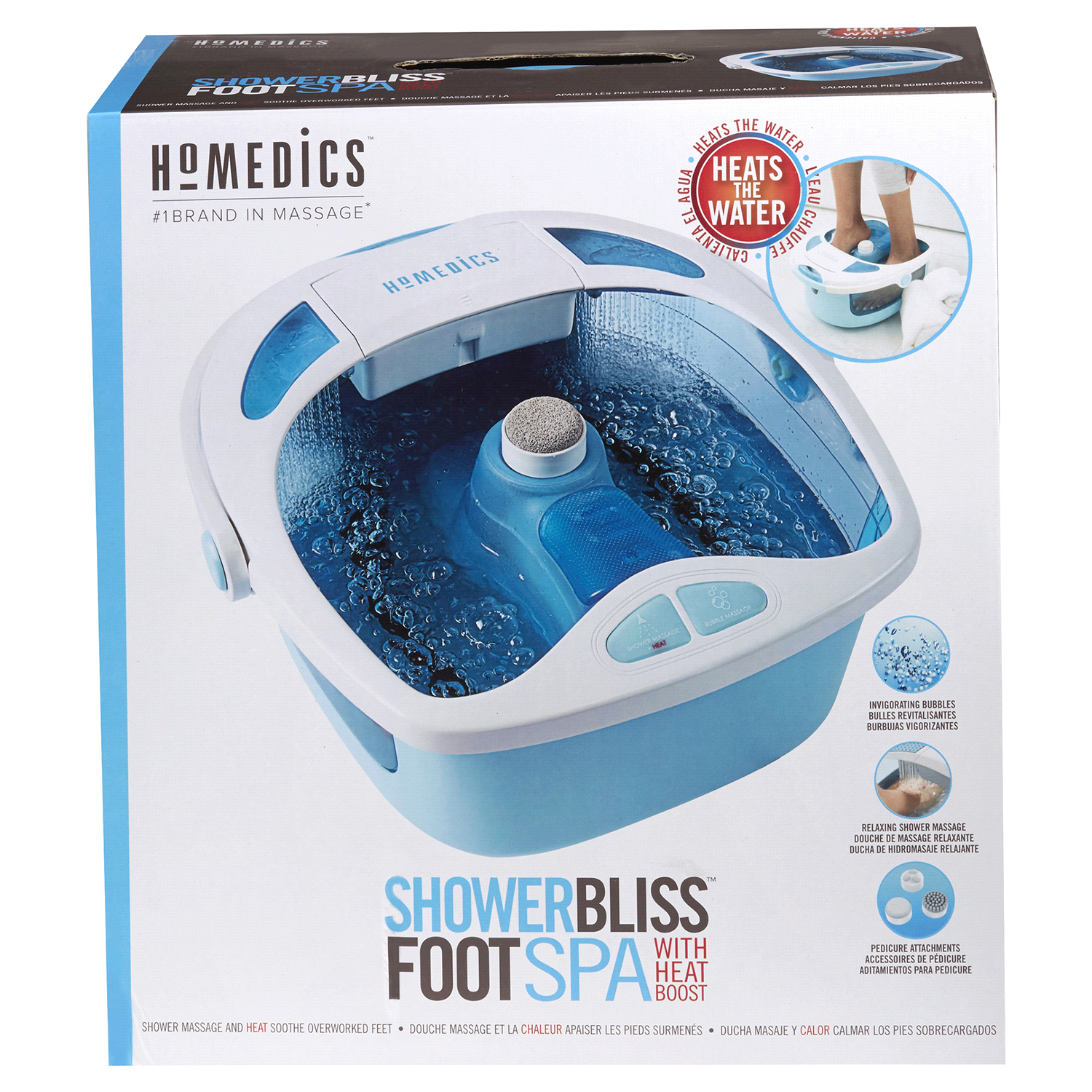 slide 1 of 1, HoMedics Shower Bliss Foot Spa With Heat Boost Power, 1 ct